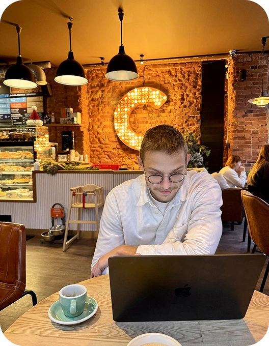 Working from a cafe